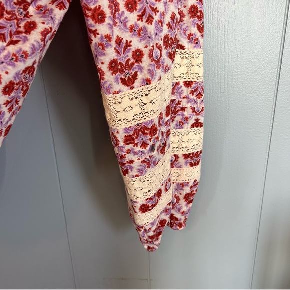 🎉NWT Anthropologie x Eze Sur Mer Yvonne Lace Blouse sz XL red size - Picture 10 of 12